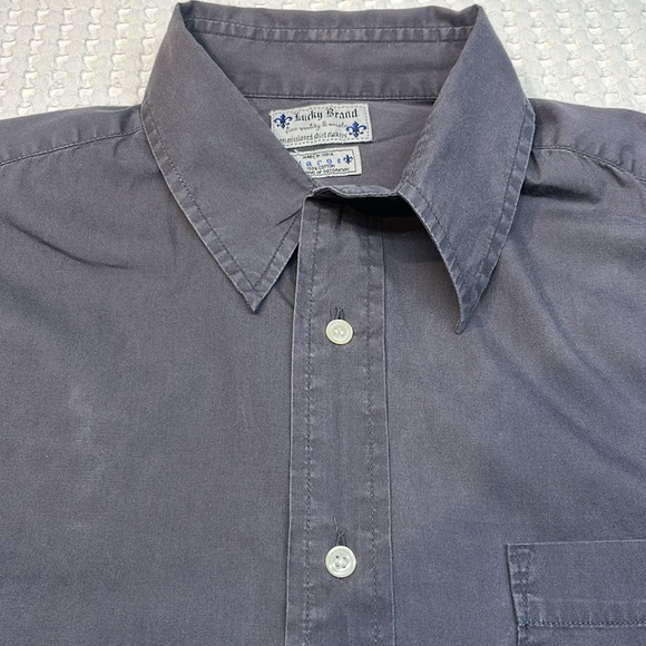 Lucky Brand Embroidered Back Shoulders Men’s Button Down Shirt Size Large - Picture 5 of 14